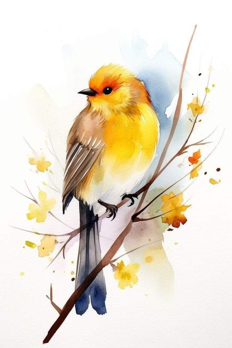 Cute Drawing Watercolor, Bird Watercolor Paintings Watercolour, Beautiful Watercolor Paintings Nature, Bird Painting Watercolor, Birds Watercolor Paintings, Water Colour Birds, Watercolor Birds Easy, Watercolor Art Birds, Watercolor Birds Paintings