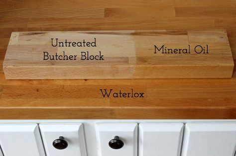 Waterlox vs. mineral oil for treating butcher block countertops Sealing Butcher Block Countertops, Block Countertops, Kitchen Remodel Countertops, Outdoor Kitchen Countertops, Driven By Decor, Butcher Block Counter, Farmhouse Renovation, Kitchen Countertop Materials, Revere Pewter