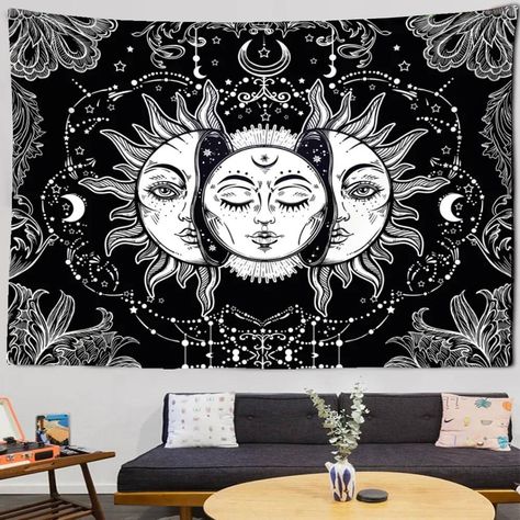 Yandex Images: search for similar images Rugs Dorm, Mandala Sun, Wall Rugs, Sun And Moon Tapestry, Moon Tapestry, Large Tapestries, How To Hang Wallpaper, Tapestry Wall Art, Wall Rug