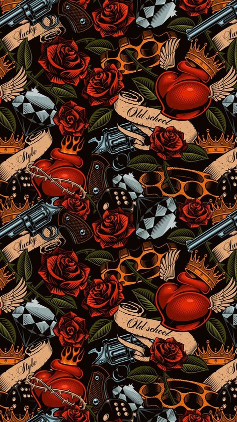 Tattoo Wallpaper Backgrounds, Rockabilly Wallpaper, Old School Wallpaper, Wallpaper Background Hd, Rockabilly Art, Decent Wallpapers, Tattoo Background, L Wallpaper, Graffiti Wallpaper Iphone