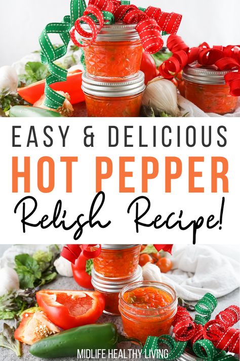 Making hot pepper relish is fun and easy. It’s also a great gift for the holidays! Whip up a batch of this cherry pepper to share and enjoy! Canning Hot Cherry Peppers Recipes, Hot Cherry Pepper Jelly, Cherry Hot Peppers, Chili Pepper Canning Recipes, Hot Cherry Pepper Relish, Hot Pepper Relish Canning, Cherry Peppers, Hot Pepper Relish Recipe, Hot Cherry Pepper Recipes