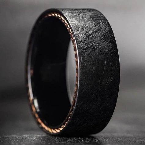 Black Wedding Bands, The Periodic Table Of Elements, Dark Wedding Theme, Mens Wedding Bands Black, Table Of Elements, Knuckle Duster, Black Wedding Band, Dark Wedding, Hammered Rings