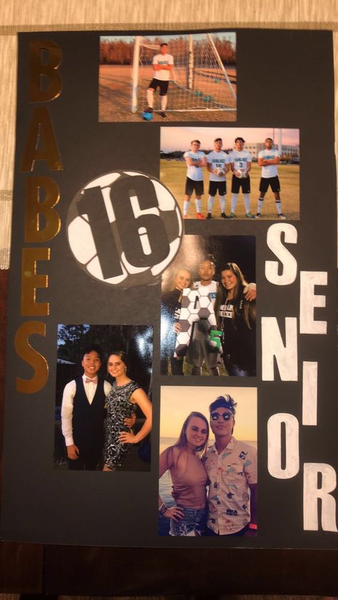 Senior Night Soccer Soccer Senior Night Ideas, Senior Night Poster Soccer, Senior Football Posters, Soccer Senior Night Posters, High School Football Posters, Senior Night Ideas, Soccer Senior Night, Soccer Ideas, Volleyball Senior Night