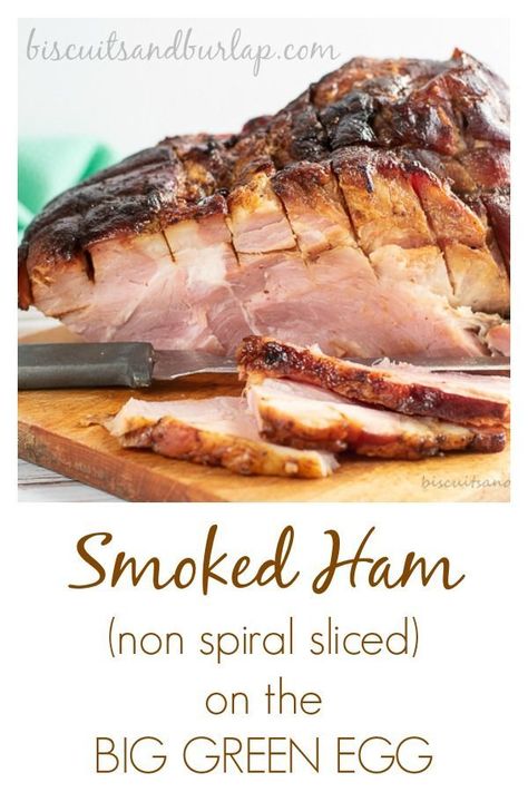 Full instructions and glaze recipe for smoking a ham that is not spiral sliced. #smokedham #biggreenegg #hamonbiggreenegg #hamnotspiralsliced #smoked meat Egg Video, Smoked Ham Recipe, Ham Shank, Keto Bbq, Grilled Recipes, The Big Green Egg, Lemon Blueberry Cheesecake, Grilled Ham, Christmas Ham