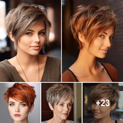 27 Flattering Short Hairstyles for... - Hairstyles & Beauty Shorter Hairstyles, Growing Out Hair, Short Hair Highlights, Messy Pixie, Hair Brunette, Hair Styles For Women, Short Hair Trends, Hair Idea, Growing Out Short Hair Styles