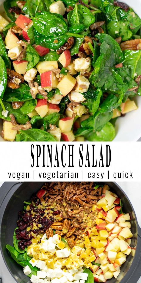 Easy Mediterranean Recipes, Bacon Bites, Spinach Salad Recipes, Clean Eating Vegan, Raw Spinach, Vegan Bacon, Vegan Salads, Dairy Free Diet, Homemade Gluten Free