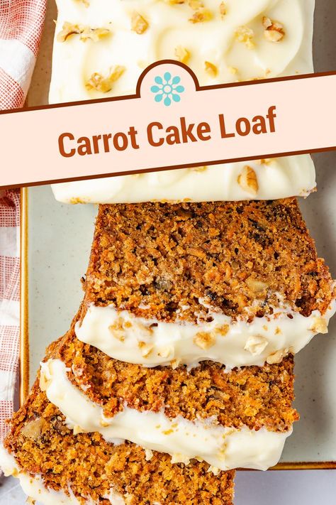 Carrot Cake Loaf Recipe, Carrot Cake Loaf, Moist Carrot Cake, Cake Bars Recipe, Cake Loaf, Moist Carrot Cakes, Easy Carrot Cake, Brunch Bread, Carrot Cake Recipe