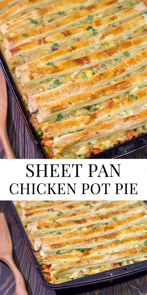 Sheet Chicken Pot Pie, Sheet Pan For A Crowd, 4 Pies In One Pan, Chicken Pot Pie Sheet Pan, One Pan Weeknight Dinners, Healthy One Pan Casserole, One Pan Sheet Meals, Bake Sheet Pan Meals, Winter Sheet Pan Dinners