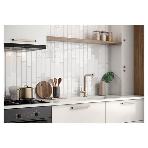 Roca Tiles Artesano 3" x 12" Ceramic Subway Tile | Wayfair Vertical Shower Tile, Shower Accent Tile, Reno Kitchen, Fireplace Backsplash, Subway Tile Patterns, White Mosaic Tiles, Tile Layout, Rectangle Tiles, Natural Stone Flooring