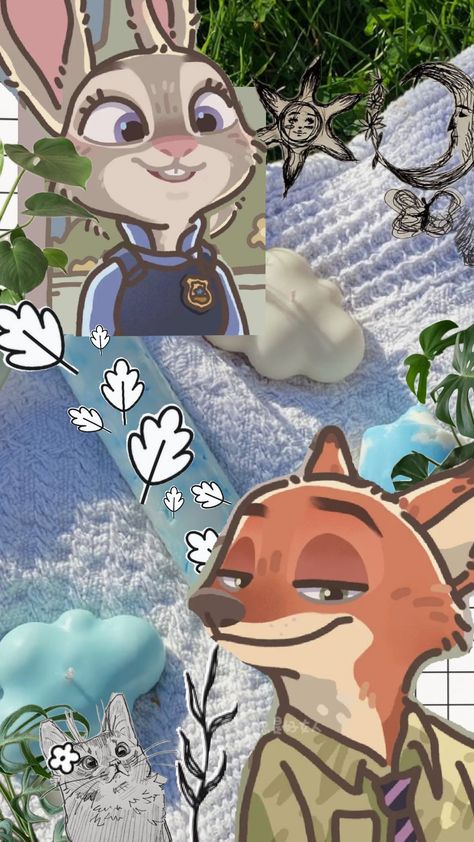 Disney, zootopia, Judy Hopps, Nick Wilde, Animal, fox, bunny, rabbit, plants, doodles Fox And Rabbit Wallpaper, Zootopia Nick And Judy Wallpaper, Nick Wilde Wallpaper, Nick Wilde Fanart, Zootopia Wallpaper, Zootopia Disney, Zootopia Judy Hopps, Zootopia Judy, Zootopia Nick