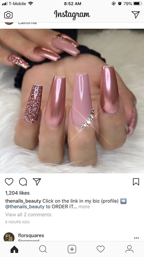 White Tip Acrylic Nails, Clear Glitter Nails, Elegant Touch Nails, Gold Acrylic Nails, Fancy Nail Art, Purple Acrylic Nails, Beauty Hacks Nails, Fancy Nails Designs, Rose Gold Nails