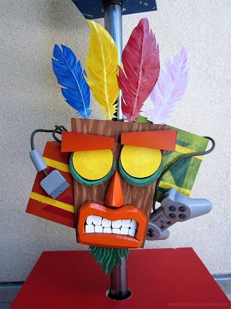 Ooga Booga, Diy Masks, Fiesta Tropical, Totem Pole, Crash Bandicoot, Retro Gamer, Gamer Room, Video Game Art, Art Sculpture