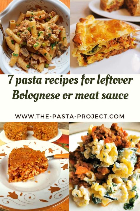 7 Leftover Meat Sauce or Bolognese Recipes. – The Pasta Project Leftover Spaghetti Bolognese Ideas, Leftover Bolognese Ideas, Leftover Sauce Recipes, Leftover Spaghetti Meat Sauce Ideas, Leftover Meat Sauce Recipes, Meat Sauce Leftovers Ideas, Leftover Pasta Sauce Recipes, Leftover Bolognese Sauce Ideas, Leftover Meat Sauce Ideas