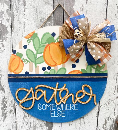 Gather Door Hanger, Fall Door Sign, Fall Welcome Sign, Fall Door Hanger, Door Signs Diy, Pumpkin Door Hanger, Halloween Door Hangers, Fall Door Hangers, Pumpkin Door