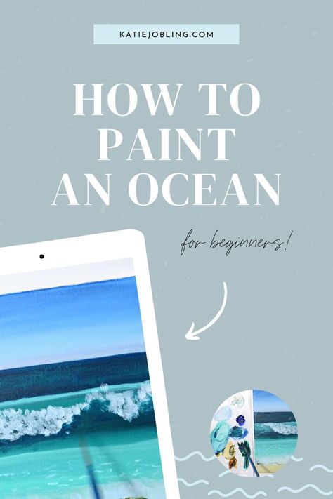 Painting Tutorial Acrylic, Acrylic Ocean, Katie Jobling, Video Painting, Painting Realistic, Painting Ocean, Inspiration Painting, Wave Painting, Acrylic Painting Tutorials