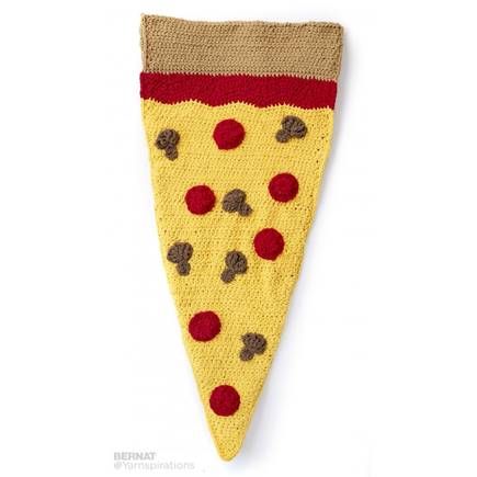 Free Pattern Bernat Pizza Party Crochet Snuggle Sack | Hobbycraft Snuggle Sack Pattern, Pizza Crochet, Crochet Pizza, Crochet Snuggle Sack, Crochet Snuggle, Pizza Blanket, Crochet Blanket Pattern Easy, Bernat Blanket, Baby Cocoon