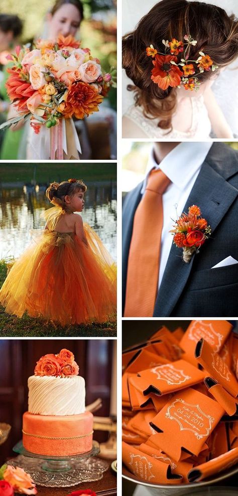 Fall Orange Wedding Color Ideas Orange Weddings, Orange Wedding Colors, Burnt Orange Weddings, Orange Wedding, Fall Wedding Colors, Yellow Wedding, October Wedding, Halloween Wedding, Orange And Yellow