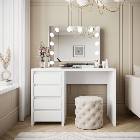 Schminktisch GLAMOUR ESCADO ELITE Bedroom Ideas For Small Rooms Cozy, Bedroom Makeup Vanity, White Room Decor, Dresser Table, Mirrored Vanity Desk, Teen Bedroom Designs, Room Redesign, Dressing Table Set, Ideas Room