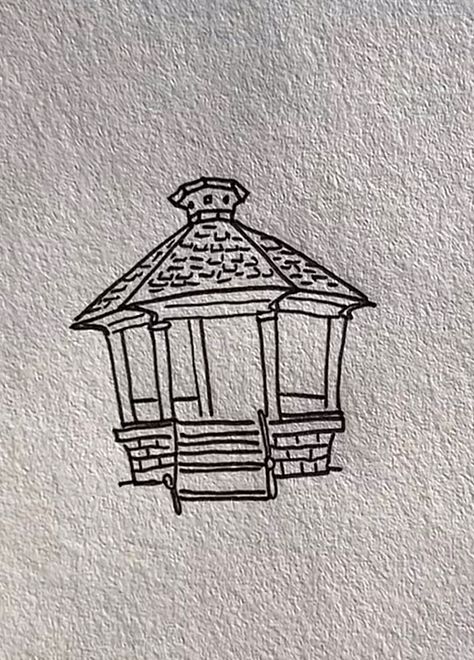 Gazebo Tattoo, Roof Tattoo, Gilmore Girls Gazebo, Gazebo Drawing, Gilmore Girls Tattoo, Buildings Drawings, Sticker Sleeve, Tattoo Heart, Cool Piercings