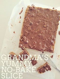 Grandma's no-bake chocolate slice Weetbix Slice, Sweet Slices, Slice Recipes, No Bake Slices, Chocolate Slice, Tray Bake Recipes, Baking Chocolate, Slices Recipes, Morning Tea