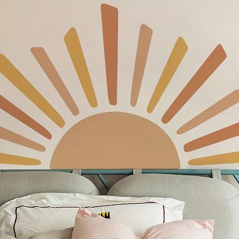 Creative Wall Sticker Boho Style Sun Pattern Self adhesive - Temu Netherlands Sun Mural, Half Sun, Kids Room Decals, Nursery Mural, Murals For Kids, Kids Room Wall Decals, Wall Decor Decals, Nursery Wall Stickers, Wall Stickers Bedroom