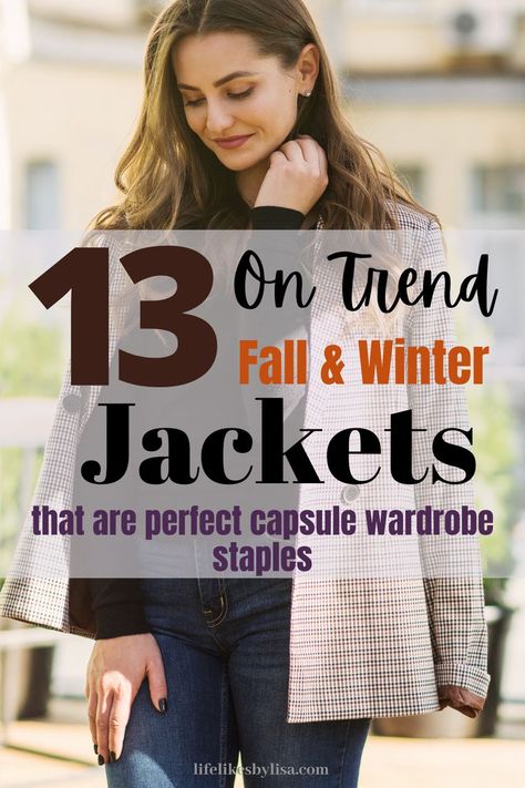 I didn't know where to start shopping for a Fall and Winter coat. I found this list that really gave me so many ideas for outfits I could create with these jackets! Now I'm super excited for Fall weather! #falljacketsforwomen #capsulewardrobejackets Capsule Wardrobe Formula, Wardrobe Basics List, Ideas For Outfits, Capsule Wardrobe Jewelry, Capsule Wardrobe How To Build A, Capsule Wardrobe Dresses, Capsule Wardrobe Accessories, Wardrobe Checklist, Excited For Fall