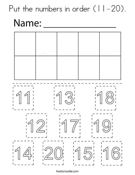 191 Learning Numbers 11-20 Activities, Number 11-20 Worksheets, 1 20 Number Worksheet, 11-20 Number Worksheets, Numbers 11-20, Twisty Noodle, Kindergarten Reading Worksheets, Preschool Units, Preschool Homeschool