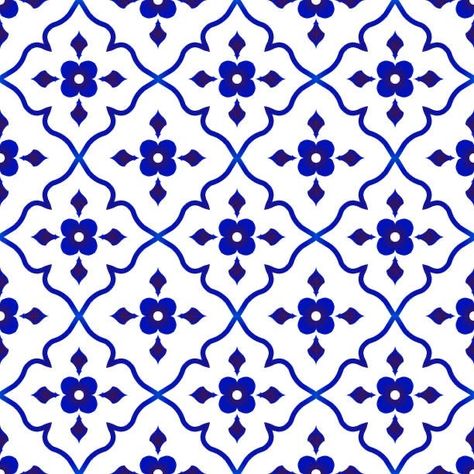 Laundry Room Floor Plans, Laundry Room Floor Tile, Blue Pottery Designs, Laundry Room Floor, Flower Tile Pattern, Morocco Pattern, Laces Design, Floor Tile Ideas, Floor Makeover