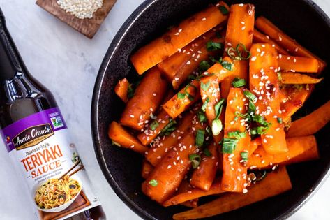 Teriyaki Glazed Carrots Glazed Baby Carrots, Carrot Dishes, Baby Carrot Recipes, Glazed Carrots Recipe, Spring Produce, Honey Glazed Carrots, Honey Roasted Carrots, Teriyaki Glaze, Family Fresh Meals