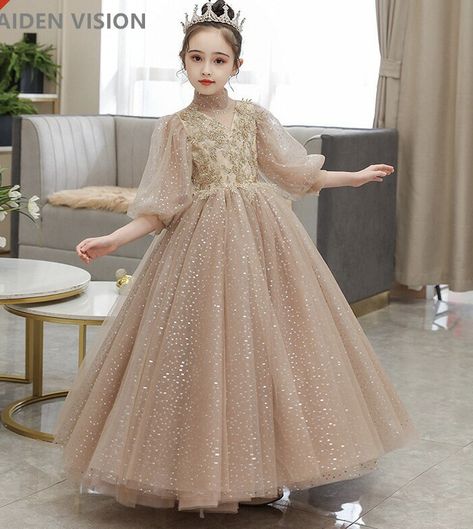 Sequin Kids Dress, Kids Gown Design, Gown Party Wear, Wedding Dresses For Kids, Dress Children, Formal Fashion, Cotton Voile Fabric, Kids Gown, Gowns For Girls