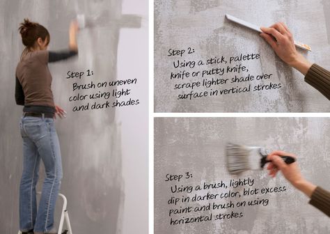 Diy Concrete Wall, Concrete Wall Paint, Faux Concrete Wall, Wall Concrete, Faux Walls, Concrete Interiors, Wall Painting Techniques, Concrete Walls, Faux Painting