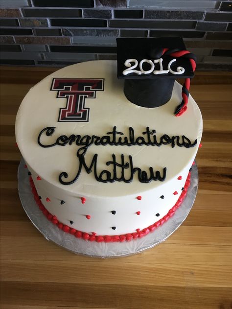 Texas Tech Cakes Graduation, Simple Graduation Cakes, College Graduation Cakes, Grad Cakes, College Grad Party, Cap Cake, Cake Stuff, Graduation Cake, Grad Cap