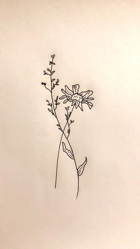 flower tattoo design drawn by Cassidy Benbow.   Please post pictures if you’ve tried this pin :)   #flowertattoo #daisytattoo #daisydrawing #tattoodesign #wildflowertattoo Flower Tattoos Grunge, Indie Flower Tattoo, Drawn Flower Tattoos, Withering Flower Tattoo, Self Drawn Tattoos, Wilting Flowers Tattoo, Wilted Flowers Tattoo, Dried Flower Drawing, Flower Tattoo Designs Sketches