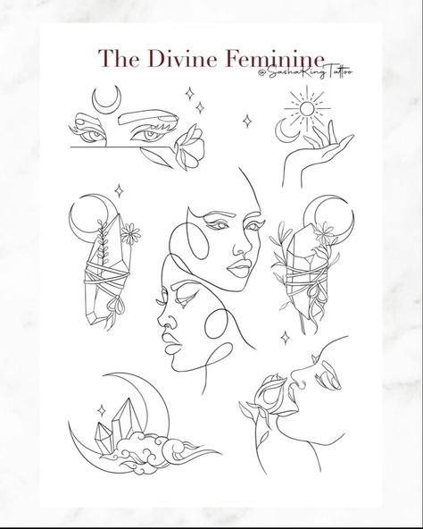 Tattoo Ideas Divine Feminine, Divine Femine Tattoo Ideas, Divine Feminine And Masculine Tattoo, Divine Feminine Tattoo Stencil, Divine Feminine Tattoo Fine Line, Divine Feminine Tattoo Symbols, Divine Feminine Tattoo Ideas, Divine Feminine Tattoo, Egyptian Eye Tattoos