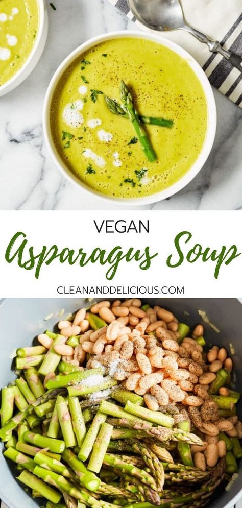 Vegan Cream Of Asparagus Soup, Vegan Meals With Asparagus, Asparagus Soup Recipe Healthy, Vegetarian Light Dinner, Recipes Using Asparagus, Vegan Asparagus Soup, Green Asparagus Recipes, Light Soups Healthy, Asparagus Soup Healthy