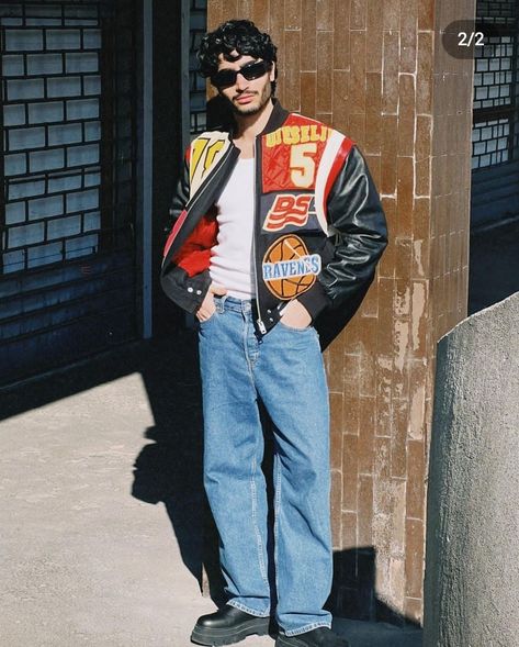 Mens Racing Jacket Outfit, Leather Racing Jacket Outfit Men, Biker Aesthetic Outfits Men, Street Racer Outfit Male, Vintage Racing Jacket Outfit Men, Racing Leather Jacket Outfit, Nascar Outfit Men, Racer Outfit Male, Racing Outfit Aesthetic