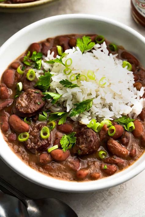 Easy Red Beans and Rice Recipe Mild Red Beans And Rice Recipe, Whisper Of Yum, Recipe Whisper, Recipes Using Ham, Red Beans And Rice Recipe Easy, Red Beans And Rice Recipe, Louisiana Dishes, Chicken And Sausage Jambalaya, Red Beans N Rice Recipe