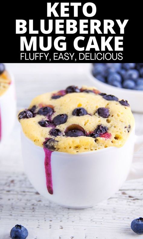 This keto blueberry mug cake is super fluffy, easy to make, loaded with juicy blueberries and lemon flavor. Ready in just 2 minutes, enjoy this easy microwave keto cake that’s the perfect fix for your dessert cravings. Keto Cream Cheese Mug Cake, Keto Blueberry Mug Muffin, Keto Coffee Mug Cake, Keto Cup In A Mug, Keto Cottage Cheese Mug Cake, Keto Blueberry Dessert Recipes, Keto Lemon Blueberry Cake, Keto Mug Cake Recipes, Keto Microwave Mug Cake