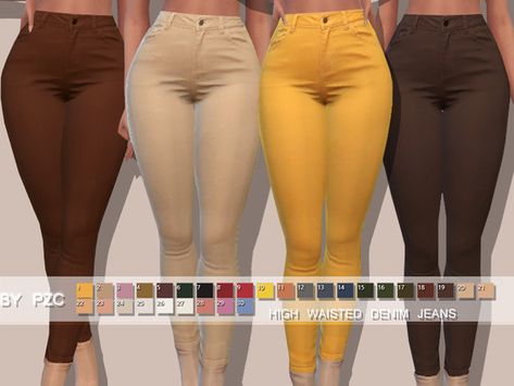 -High Waisted Denim Jeans with 30 colours. Found in TSR Category 'Sims 4 Female Everyday' The Sims 4 Jeans, Sims 4 Black Hair, Sims 4 Game Mods, Sims 4 Cc Folder, Sims 4 Gameplay, Sims 4 Teen, Sims 4 Toddler, Sims Four, Sims4 Clothes