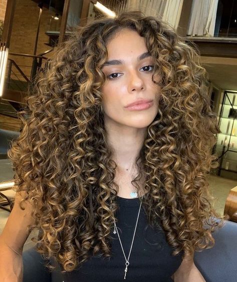 Trendy Curly Haircuts 2024: Short, Medium, Long Styles with Bangs Honey Brown Curls, Curly Hair Styling, Highlights Curly, Dyed Curly Hair, Natural Curly Hair Cuts, Highlights Curly Hair, Curly Haircuts, Curly Hair Photos, Hair Things