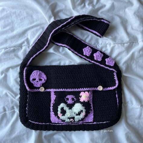 Crochet Messenger Bag, 100 Crochet Stitches, Hello Kitty Crochet, Crochet Skull, Crochet Case, Beginner Crochet Tutorial, Bag Pocket, Crochet Keychain Pattern, Yarn Bag