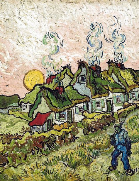 Vincent van Gogh - Houses and Figure, 1890 at the Barnes Foundation Philadelphia PA by mbell1975, via Flickr فنسنت فان جوخ, Artist Van Gogh, Vincent Willem Van Gogh, Classical Paintings, Barnes Foundation, Istoria Artei, Vincent Van Gogh Art, Vincent Van Gogh Paintings, Arte Van Gogh