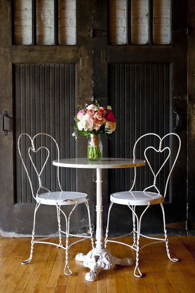 Ice Cream Parlor Chairs, Ice Cream Chairs, Wedding Eclectic, Parlor Table, Parlor Chair, Tea Party Table, White Chairs, Victorian Farmhouse, Vintage Ice Cream