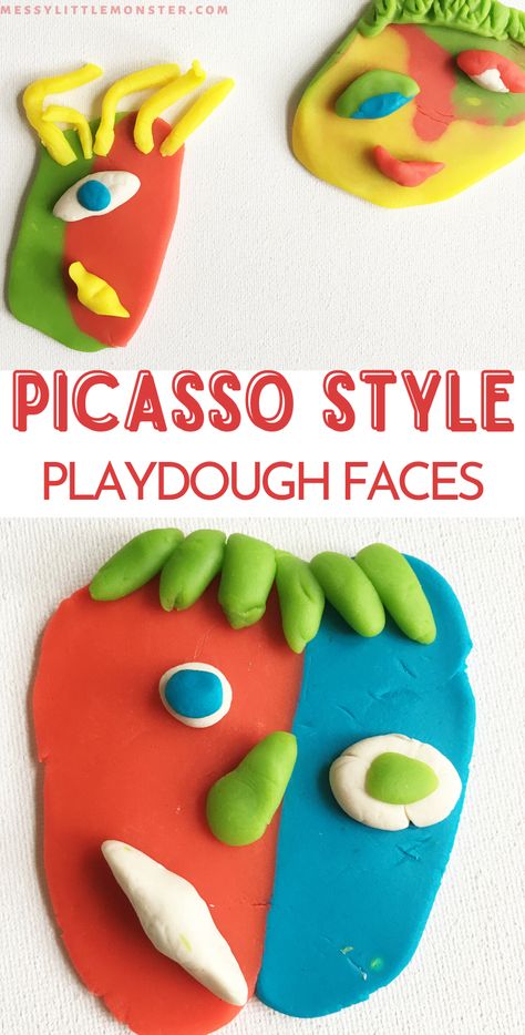 Picasso Kindergarten Art, All About Me Art Elementary, Picasso Craft For Preschool, Spain Activities For Preschool, Picasso Art For Kids, Italy Crafts For Kids, Picasso Art Project, Picasso For Kids, Italy Crafts