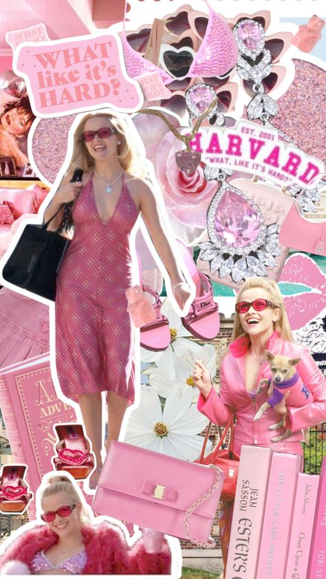 Pink Elle Woods, Elle Woods Collage, Elle Woods Bachelorette, Elle Woods Lockscreen, Elle Woods Poster, Elle Woods Background, Elle Woods Aesthetic Wallpaper, Elle Woods Aesthetic Outfits, Pink Lawyer Aesthetic