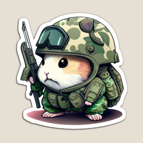 Hamster Art, Captain Amerika, Hamster Sticker, Hamster Cartoon, Military Stickers, Military Camouflage, Plastic Stickers, Decorate Notebook, Coloring Stickers