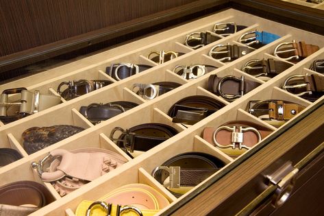 DRESS UP YOUR DRAWERS! Belt Storage, Drawer Inserts, Diy Drawers, Ideas Hogar, Organize Drawers, Custom Closet, Custom Closets, Master Closet, Closet Space