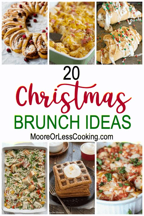 Host the ultimate Christmas Brunch with these 20 scrumptious recipe ideas. You’ll find delicious savory and sweet items that will be crowd-pleasers for adults as well as kids. From casseroles to waffles and from quiche to overnight french toast, you’ll find a variety of seasonal flavors in this collection. via @Mooreorlesscook Christmas Brunch Crockpot Recipes, Christmas Brunch Activities, Christmas Brunch Fruit Ideas, Xmas Brunch Ideas Families, Breakfast Bar Ideas Food Brunch Party Christmas Morning, Easy Christmas Brunch Ideas, Christmas Brunch Ideas, Bridal Breakfast, Christmas Brunch Party