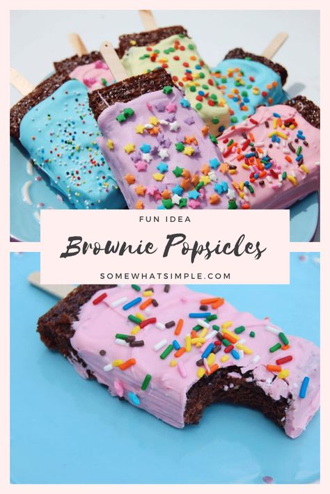 Brownie Birthday Treats For School, Small Birthday Treats, Popsicle Brownies, Summer Brownies, Brownie Popsicles, Treat Boxes Ideas Sweets, Bake Sale Desserts, Easy Desserts For Kids, Fancy Deserts