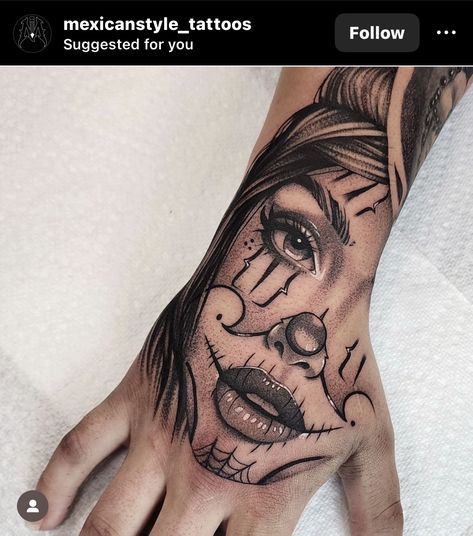 Cool Face Tattoos, Exotic Tattoos, Cover Up Tattoos For Women, Left Arm Tattoos, Catrina Tattoo, Uv Tattoo, Girl Face Tattoo, Chicano Art Tattoos, Tattoo Templates